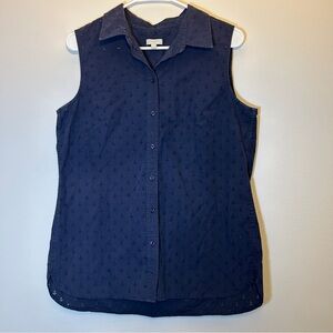 Talbots Anchor Print Sleeveless Button-Down Shirt Size Medium